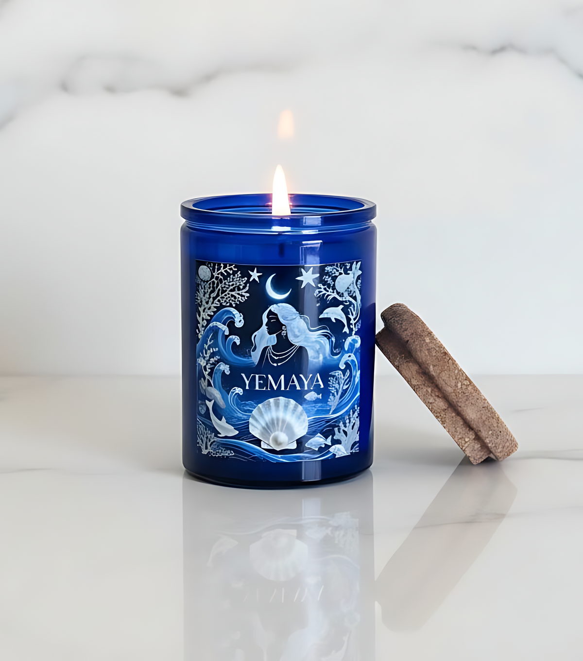 Yemaya Candle, Orisha Yemaya Inspired Candle, 12 oz Handpoured Soy Scented Candle, Yemaya Ritual Candle, Santeria Candle, Oni Yemaya Candle