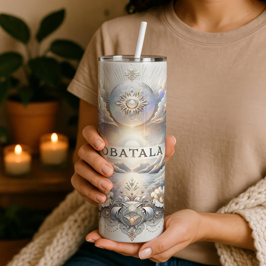 Obatala Tumbler, Obatala 20oz Tumbler, Yoruba Lukumi Drinkware, Sacred Spirituality Gift, Santeria Art