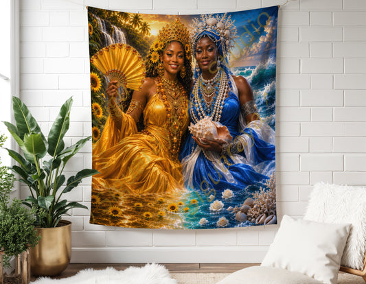 Dos Aguas Panel de Trono, Oshun Y Yemaya Wall Tapestry