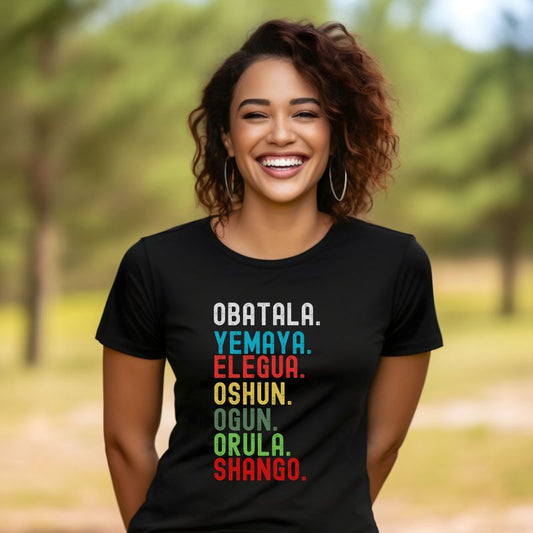 7 Potencias Africanas T-shirt, Yoruba Lukumi Shirts, Santeria Shirts, Regla de Osha-Ifa T-shirts, Afro Cuban Shirts, Orishas T-shirts