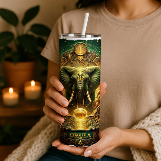 Orula Tumbler, Sacred Ifa Art 20oz Tumbler, Yoruba Divine Wisdom Mug, Spiritual Gift