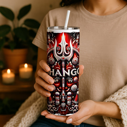 Shango Orisha 20oz Tumbler, Yoruba Divinity Art, Spiritual Gift, Afro-Caribbean God, Unique Sanyteria Beverage Cup, Orisha Shango Tumbler