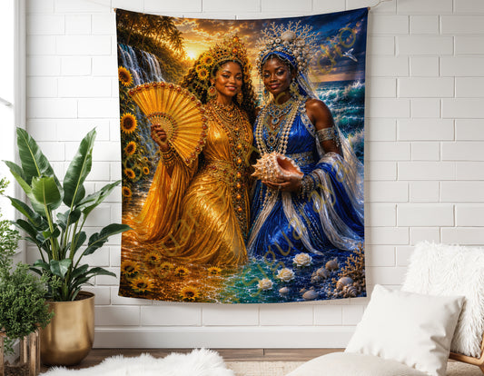 Dos Aguas Panel de Trono, Yemaya Y Oshun Wall Tapestry