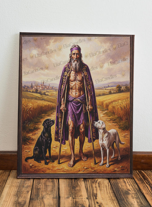 San Lazaro Canvas Wall Art – Babalu Aye Stretched Canvas, Afro-Cuban Religious Decor