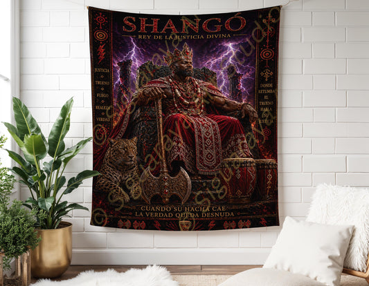 Chango Panel de Trono, Shango Wall Tapestry Orisha Art, Afro-Caribbean Spiritual Decor