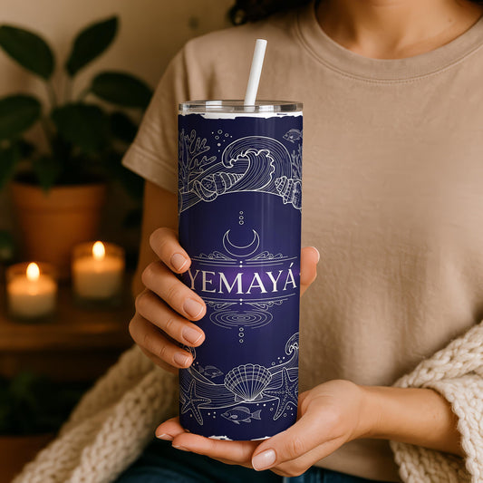Yemayá 20oz Tumbler, Yoruba Lukumi Art Tumbler, Unique Spiritual Gift Sacred Spirituality Gift