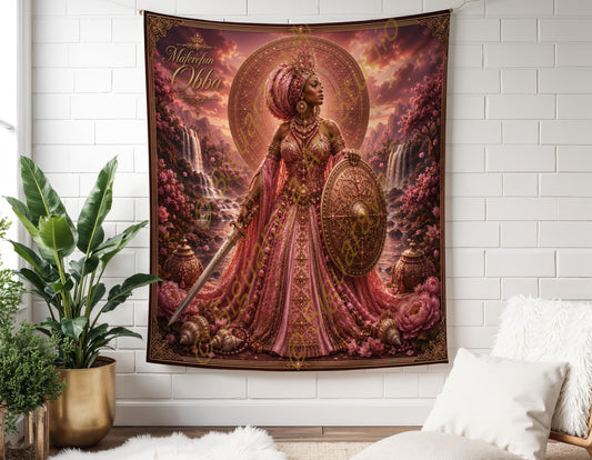 Obba Nani Wall Tapestry Orisha Art, Santeria Wall Art, Obba Nani Panel de trono , Afro-Caribbean Spiritual Decor