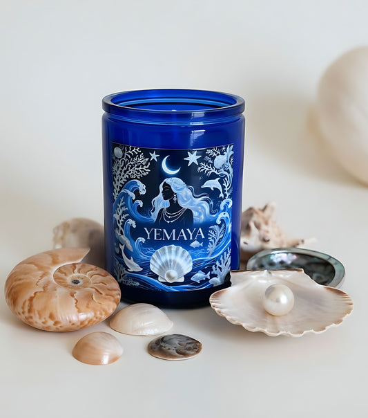 Yemaya Candle, Orisha Yemaya Inspired Candle, 12 oz Handpoured Soy Scented Candle, Yemaya Ritual Candle, Santeria Candle, Oni Yemaya Candle